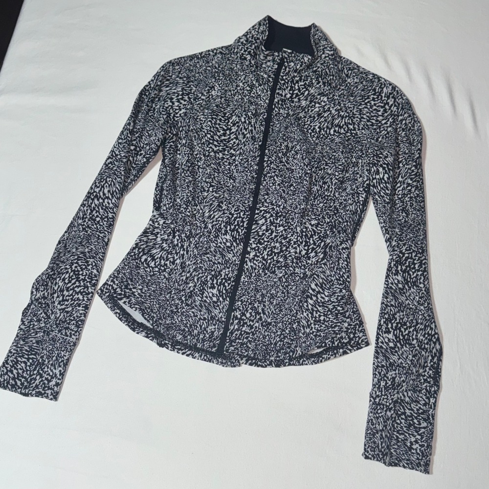 Lululemon Define Jacket Sz‎ 4 Black White Speckle Composite Full Zip LW3GDPS EUC